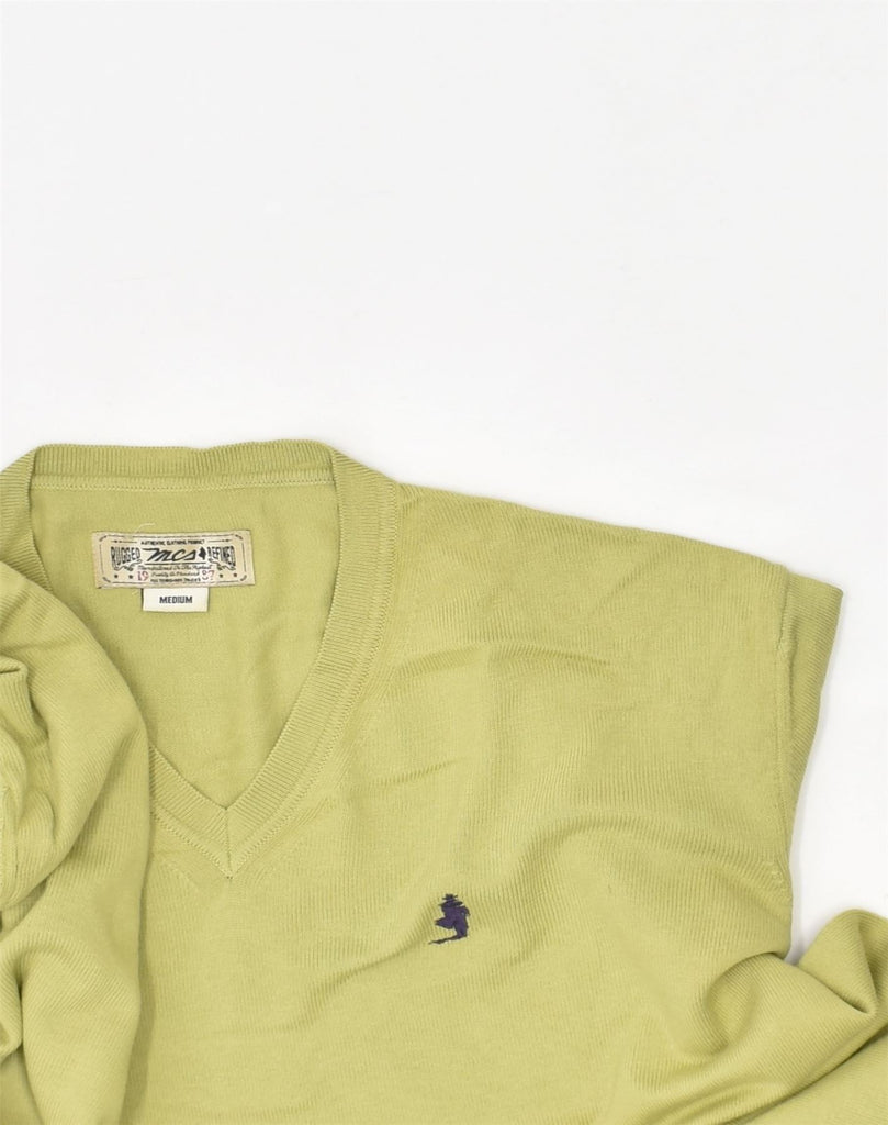 MARLBORO CLASSICS Mens V-Neck Jumper Sweater Medium Green Cotton | Vintage Marlboro Classics | Thrift | Second-Hand Marlboro Classics | Used Clothing | Messina Hembry 