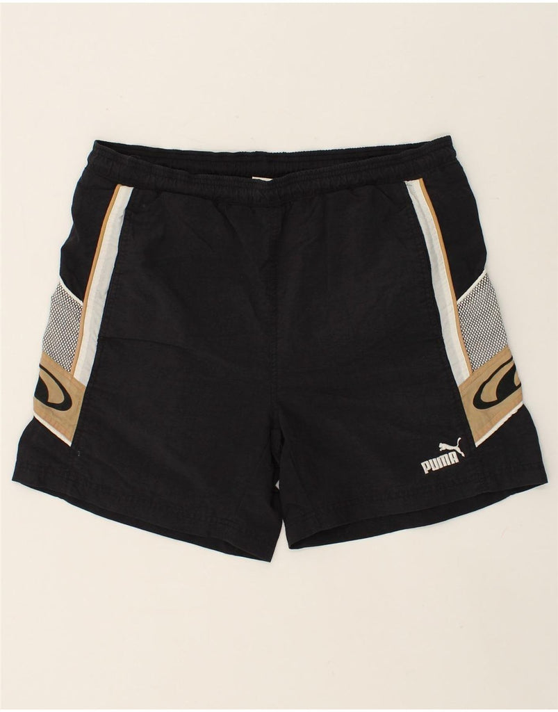 PUMA Mens Sport Shorts XL Black Colourblock | Vintage Puma | Thrift | Second-Hand Puma | Used Clothing | Messina Hembry 