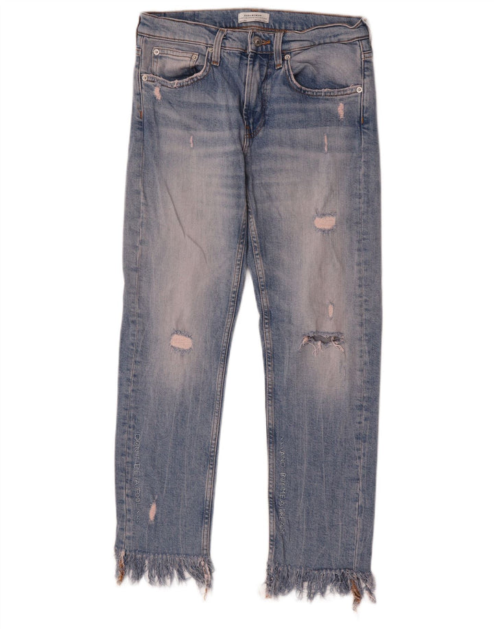 Zara Womens Distressed Slim Jeans EU 34 2XS W24 L26 Blue