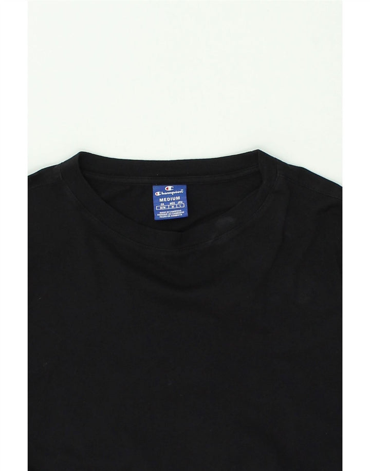 CHAMPION Womens Graphic Crop Sweatshirt Jumper UK 14 Medium Black Cotton