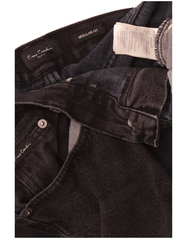 Pierre Cardin Mens Regular Fit Straight Jeans W36 L29 Black Cotton