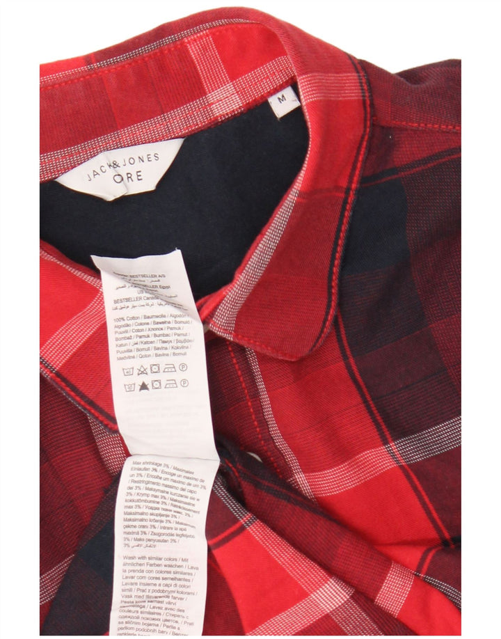 Jack & Jones Mens Shirt Medium Red Check Cotton