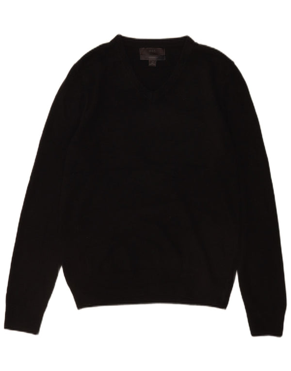 Marks & Spencer Mens V-Neck Jumper Sweater Small Black Acrylic