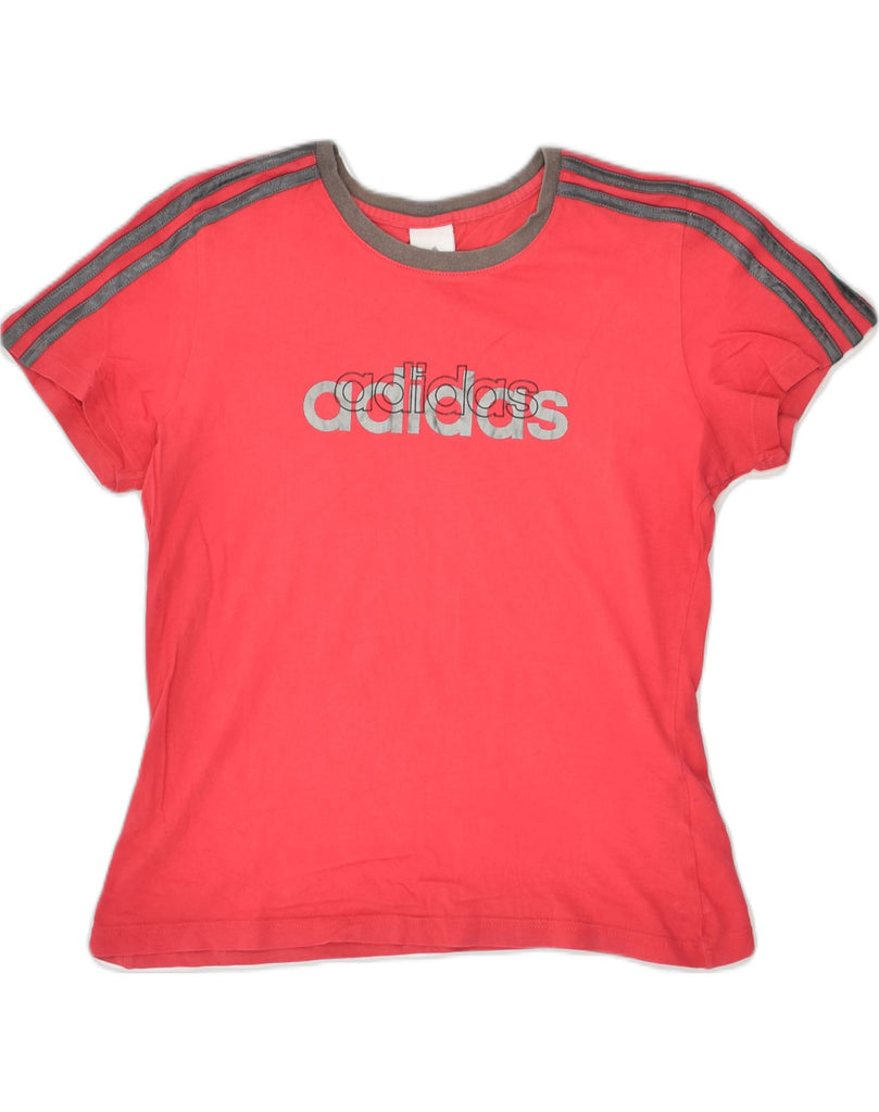 ADIDAS Womens Graphic T-Shirt Top UK 12 Medium Pink Cotton | Vintage Adidas | Thrift | Second-Hand Adidas | Used Clothing | Messina Hembry 