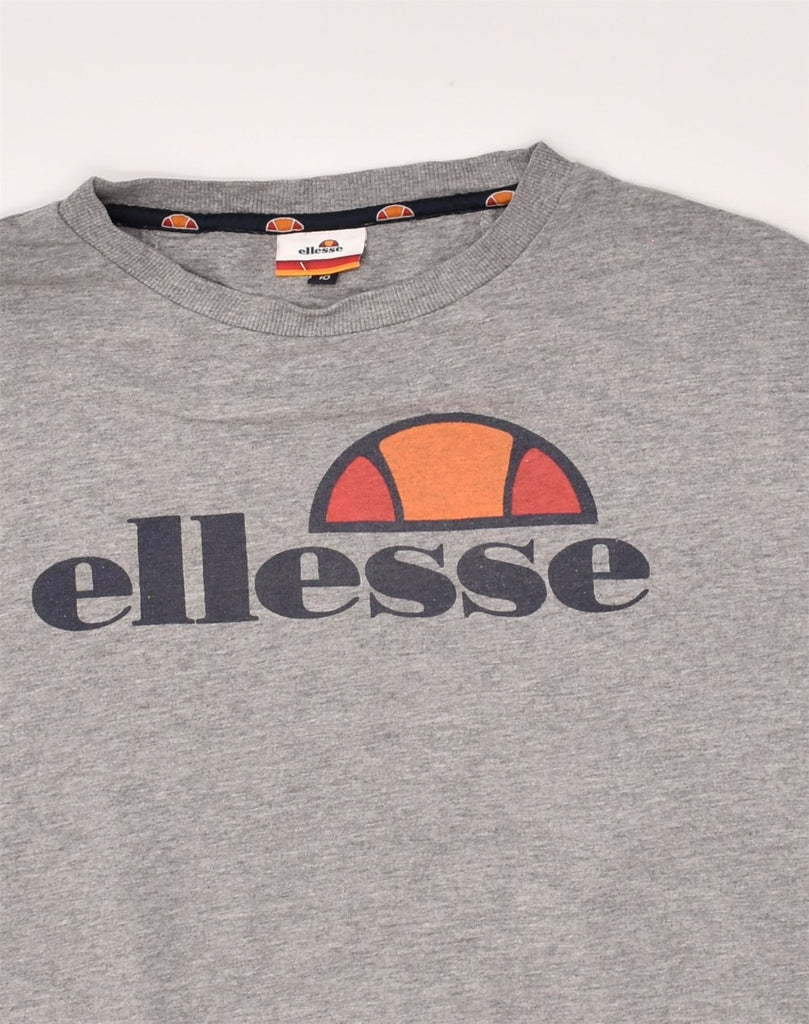 ELLESSE Womens Graphic Sweatshirt Jumper US 10 Large Grey Cotton | Vintage Ellesse | Thrift | Second-Hand Ellesse | Used Clothing | Messina Hembry 