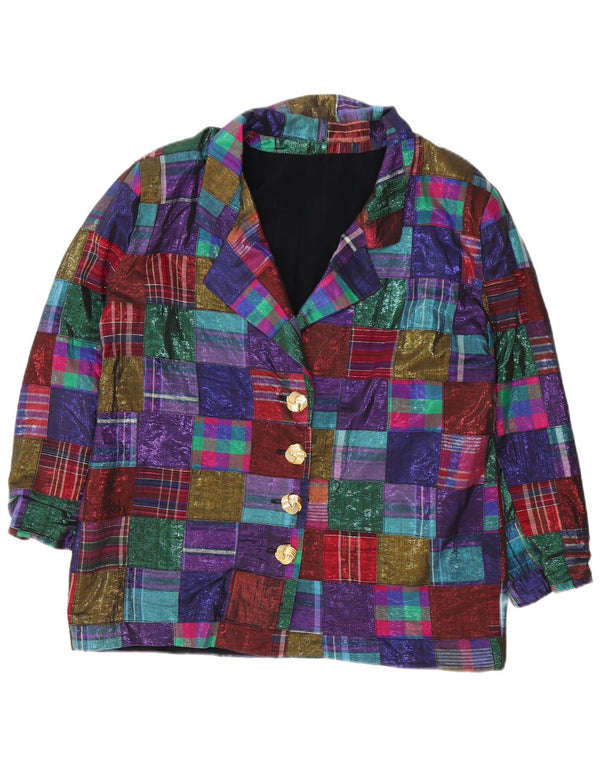 Vintage Womens 4 Button Blazer Jacket UK 18 XL Multicoloured Patchwork