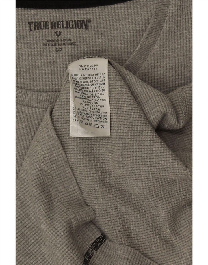 True Religion Mens Graphic Top Long Sleeve Small Grey Cotton