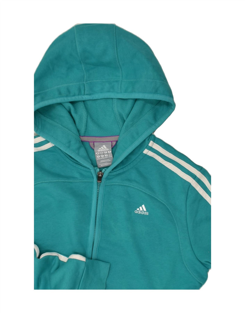 ADIDAS Womens Zip Hoodie Sweater UK 12-14 Medium Turquoise | Vintage Adidas | Thrift | Second-Hand Adidas | Used Clothing | Messina Hembry 