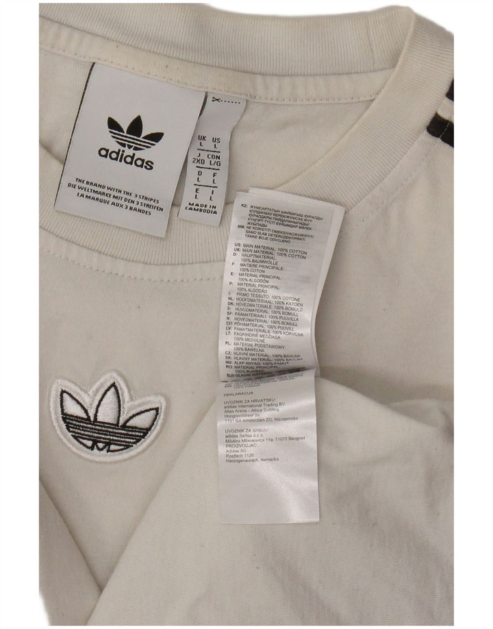 Adidas Mens T-Shirt Top Large White Colourblock Cotton