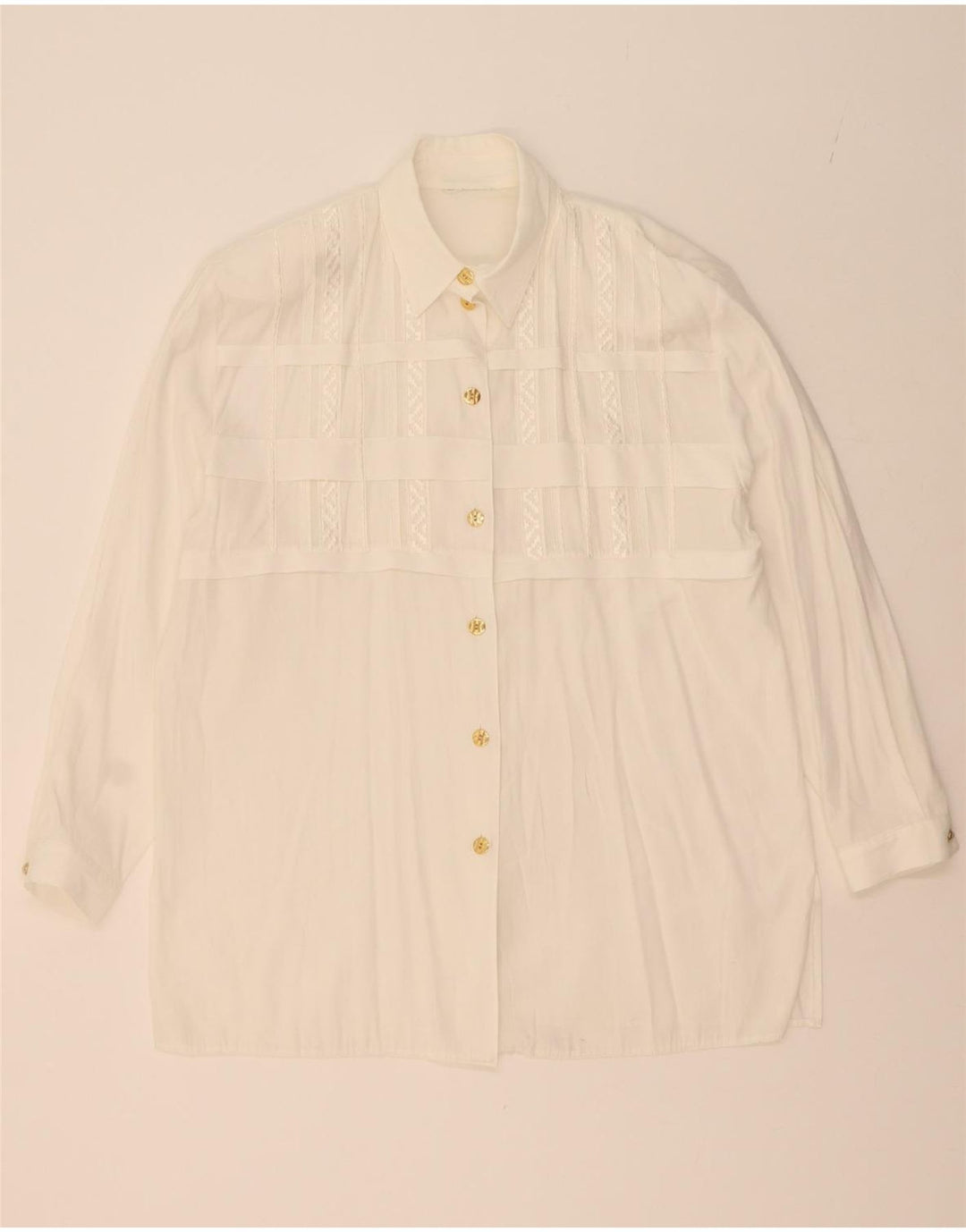 VINTAGE Womens Shirt UK 20 2XL White Viscose Vintage Vintage and Second-Hand Vintage from Messina Hembry 