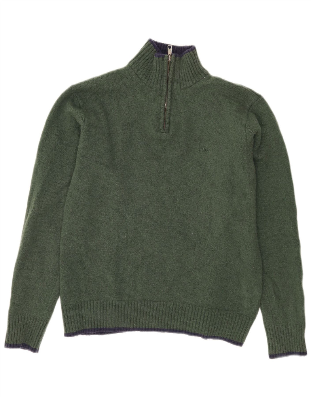 FILA Womens Zip Neck Jumper Sweater UK 18 XL Khaki Lambswool