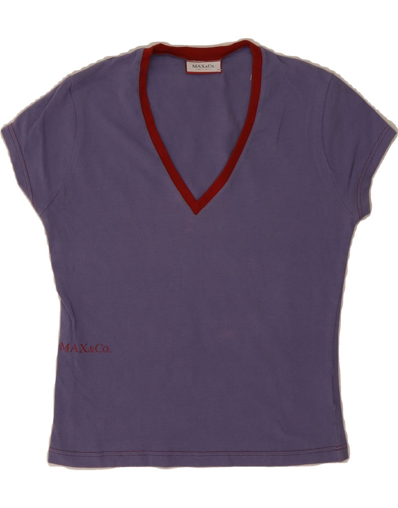 MAX & CO. Womens Crop T-Shirt Top UK 8 Small Purple Cotton Vintage Max & Co. and Second-Hand Max & Co. from Messina Hembry 