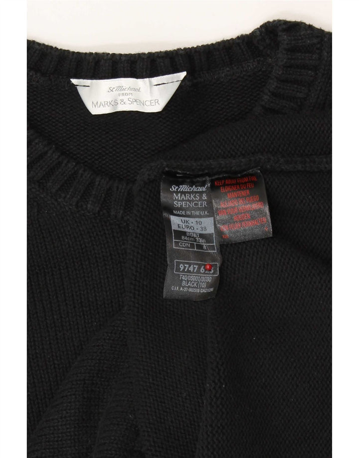 Marks & Spencer Womens Oversized Crew Neck Jumper Sweater UK 10 Small Black