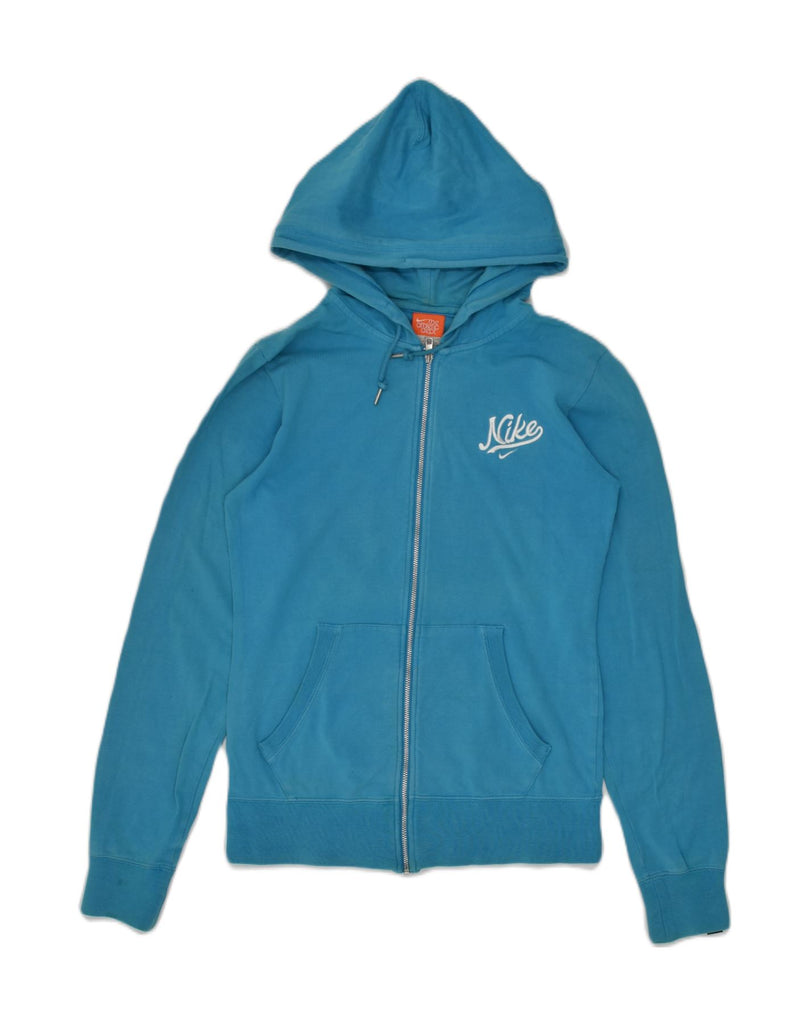 NIKE Womens The Athletic Dept. Zip Hoodie Sweater UK 10 Small Blue Cotton | Vintage Nike | Thrift | Second-Hand Nike | Used Clothing | Messina Hembry 