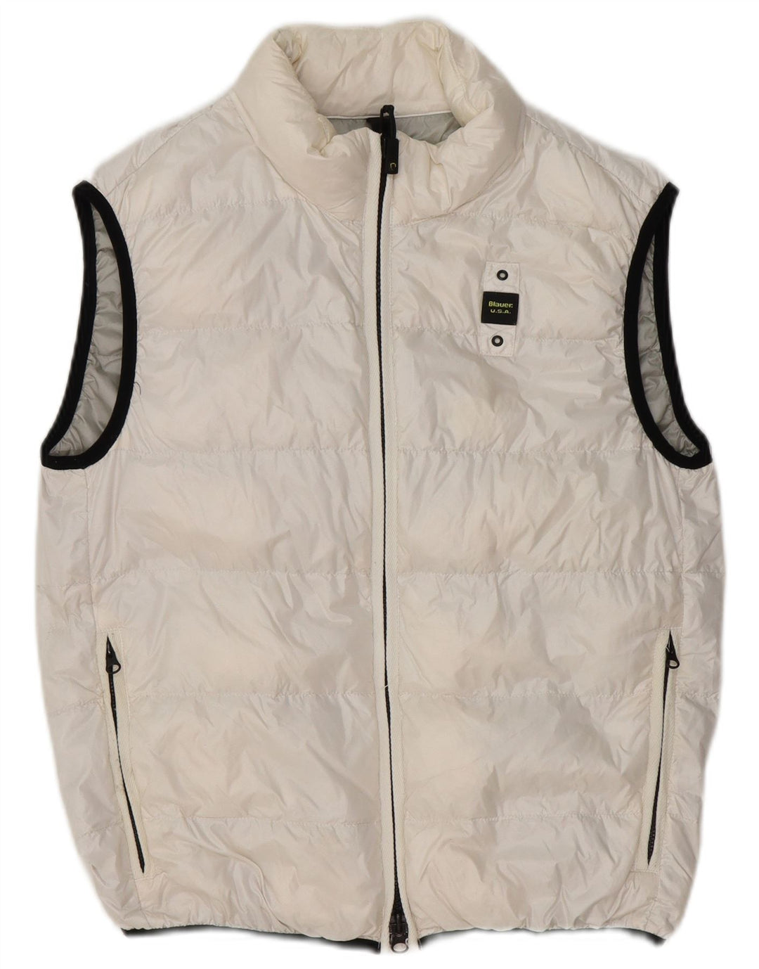 BLAUER Mens Padded Gilet UK 36 Small White Polyacrylic