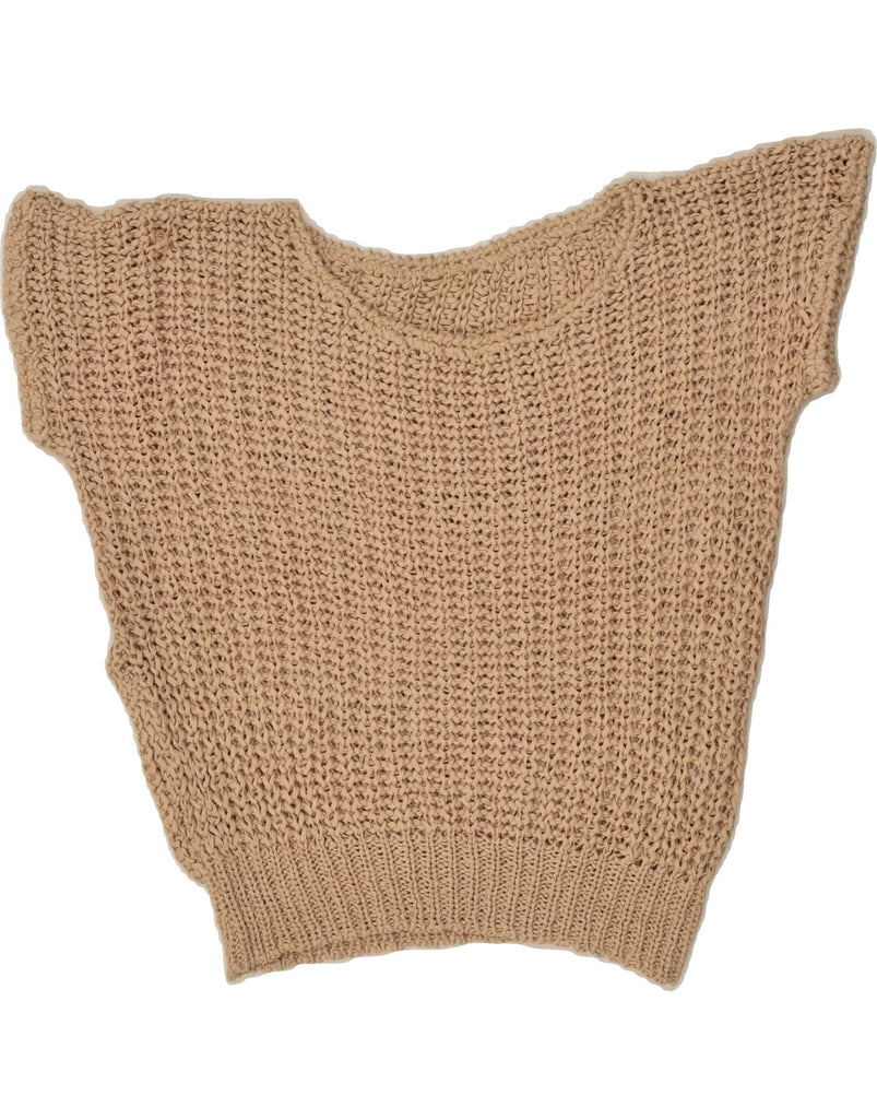VINTAGE Womens Short Sleeve Boat Neck Jumper Sweater UK 14 Large Brown | Vintage Vintage | Thrift | Second-Hand Vintage | Used Clothing | Messina Hembry 