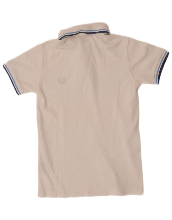 Fred Perry Boys Polo Shirt 9-10 Years White Striped Cotton