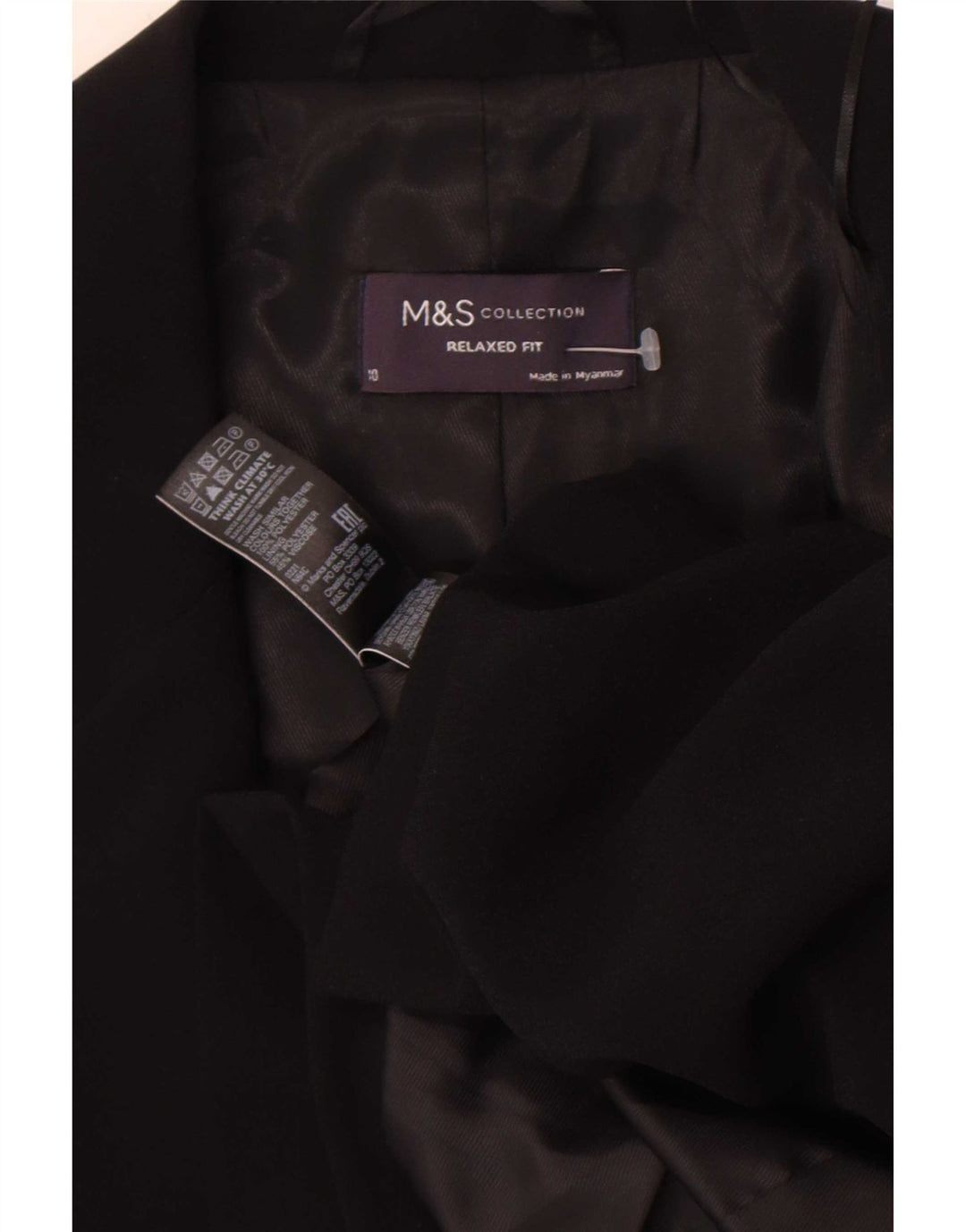 Marks & Spencer Womens 3/4 Sleeve Blazer Jacket UK 10 Small Black