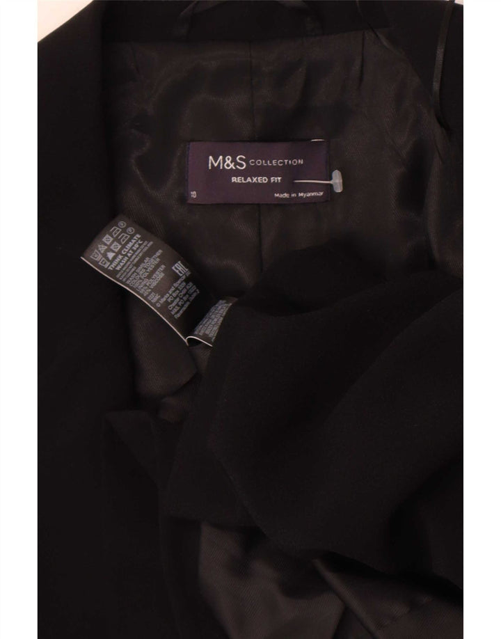 Marks & Spencer Womens 3/4 Sleeve Blazer Jacket UK 10 Small Black