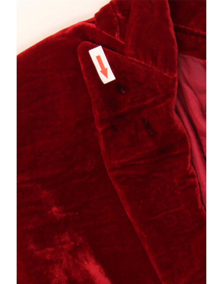 Massimo Dutti Womens 1 Button Velvet Blazer Jacket EU 44 XL Red Viscose