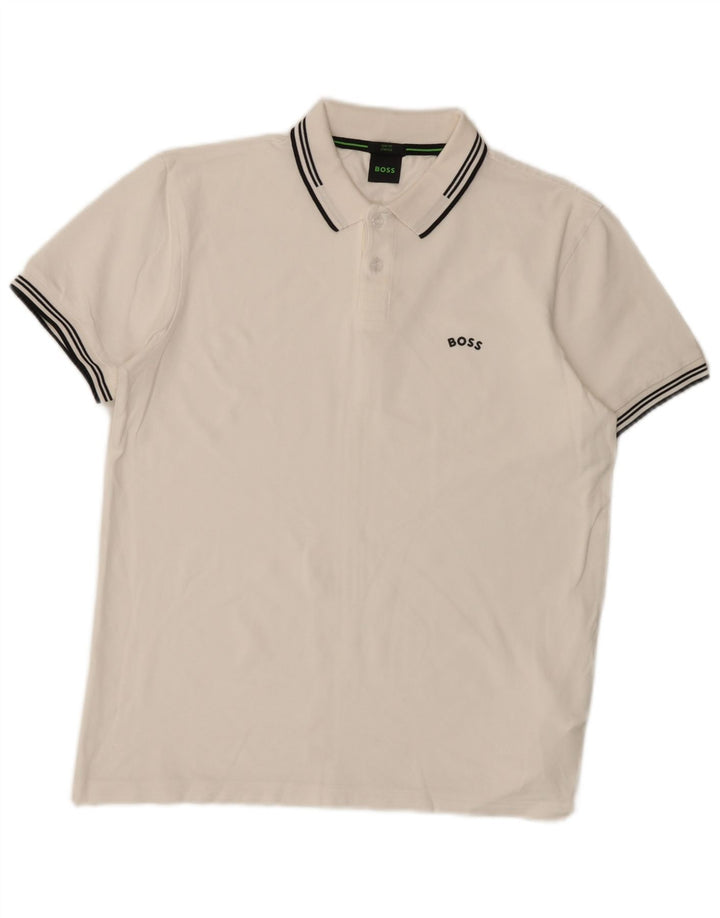 Hugo Boss Mens Slim Fit Polo Shirt Medium White Cotton