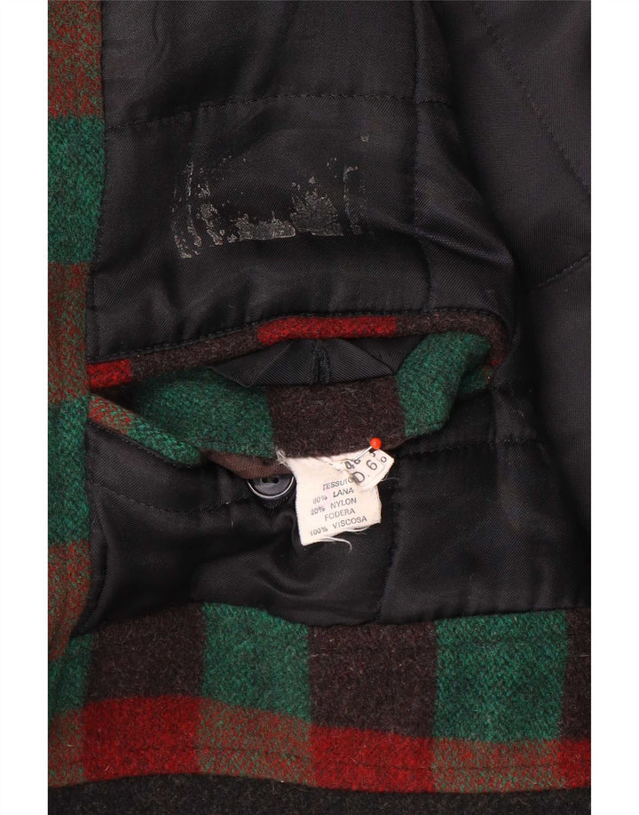 Vintage Mens Overcoat IT 48 Medium Multicoloured Check Wool