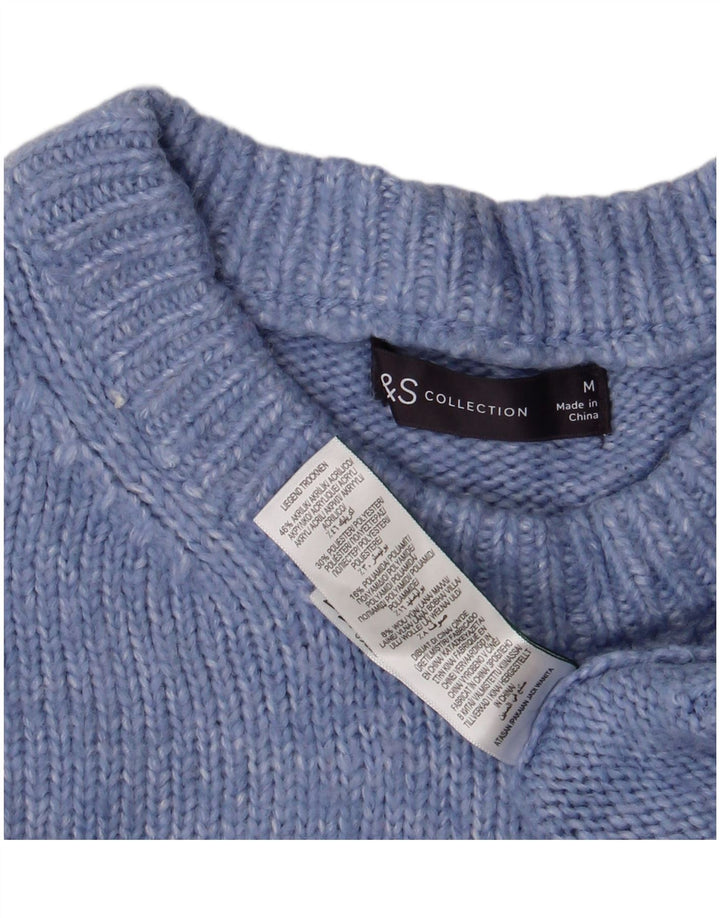 MARKS & SPENCER Womens Crew Neck Jumper Sweater UK 14 Medium Blue