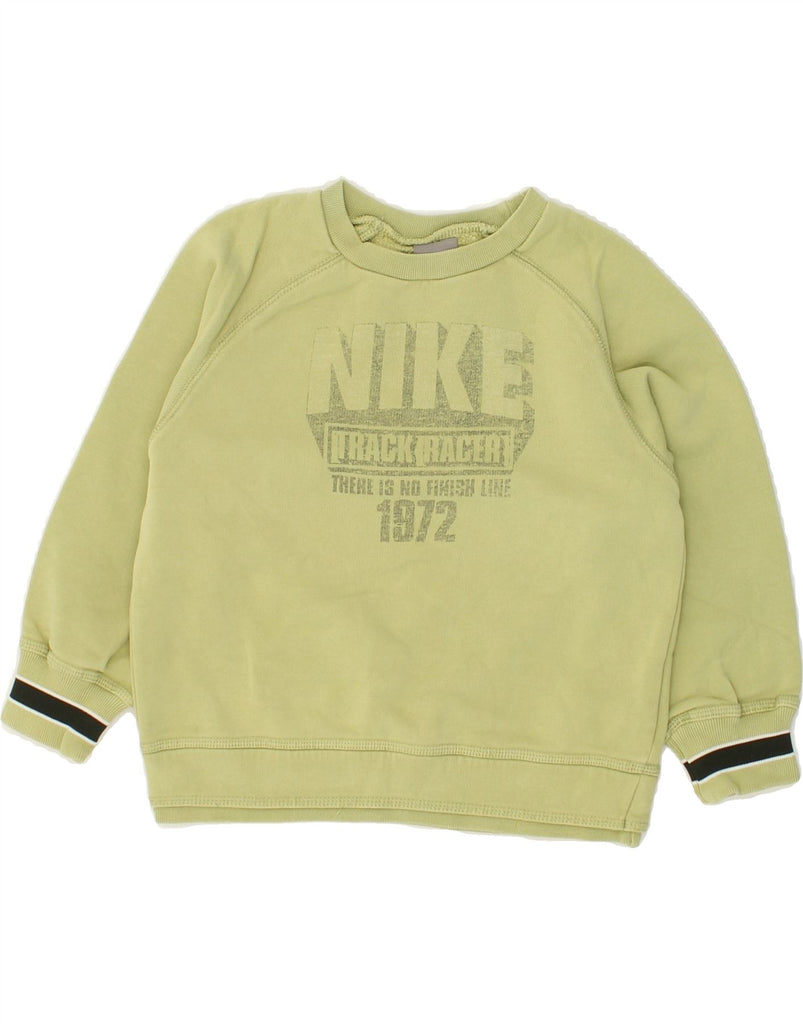 NIKE Boys Graphic Sweatshirt Jumper 5-6 Years Medium Green Cotton | Vintage Nike | Thrift | Second-Hand Nike | Used Clothing | Messina Hembry 