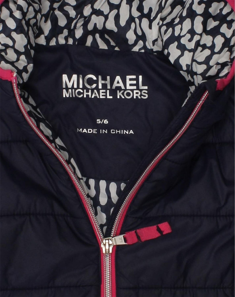 MICHAEL KORS Girls Hooded Padded Jacket 5-6 Years Navy Blue Nylon | Vintage Michael Kors | Thrift | Second-Hand Michael Kors | Used Clothing | Messina Hembry 