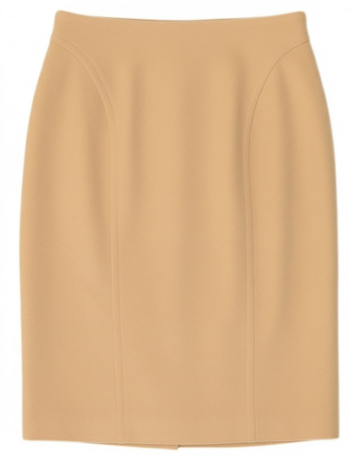 Les Copains Womens Pencil Skirt IT 46 Large W30 Beige Wool