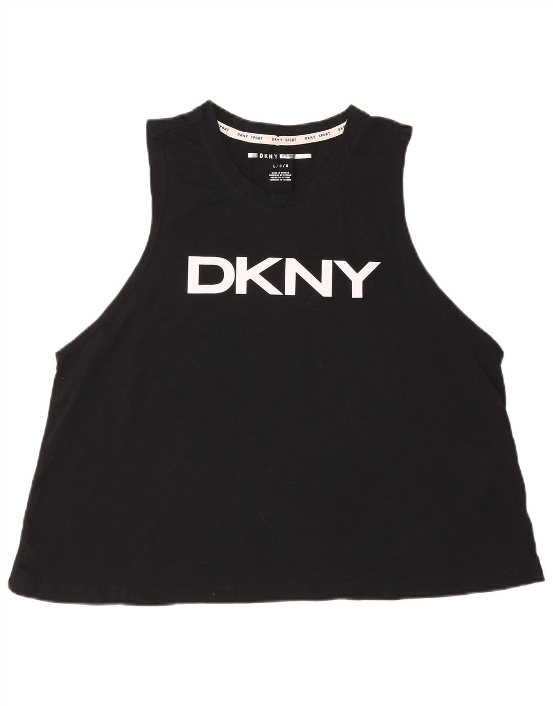 Dkny Womens Graphic Vest Top UK 16 Large Black Cotton