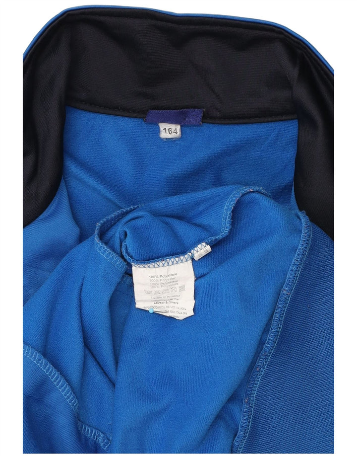 Asics Boys Tracksuit Top Jacket 13-14 Years Blue Colourblock Polyester