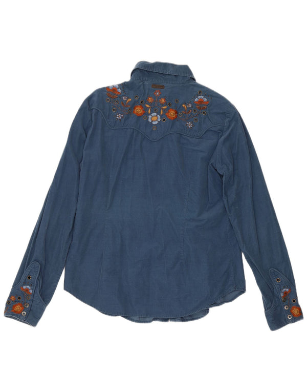 Marlboro Classics Womens Long Sleeve Shirt UK 16 Large Blue Floral Western