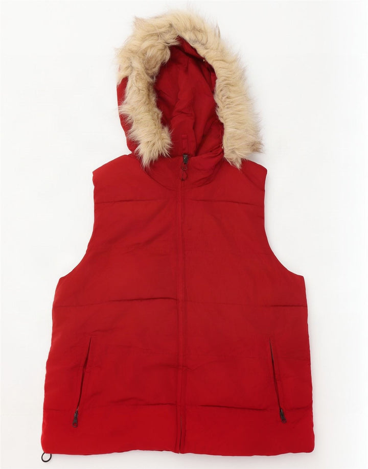 Gap Womens Hooded Padded Gilet UK 14 Medium Red Polyester