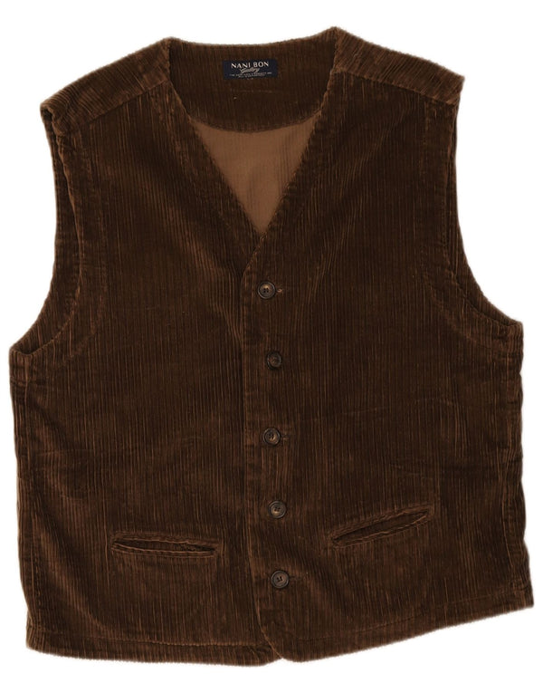 NANI BON Mens Corduroy Waistcoat IT 54 XL Brown Cotton