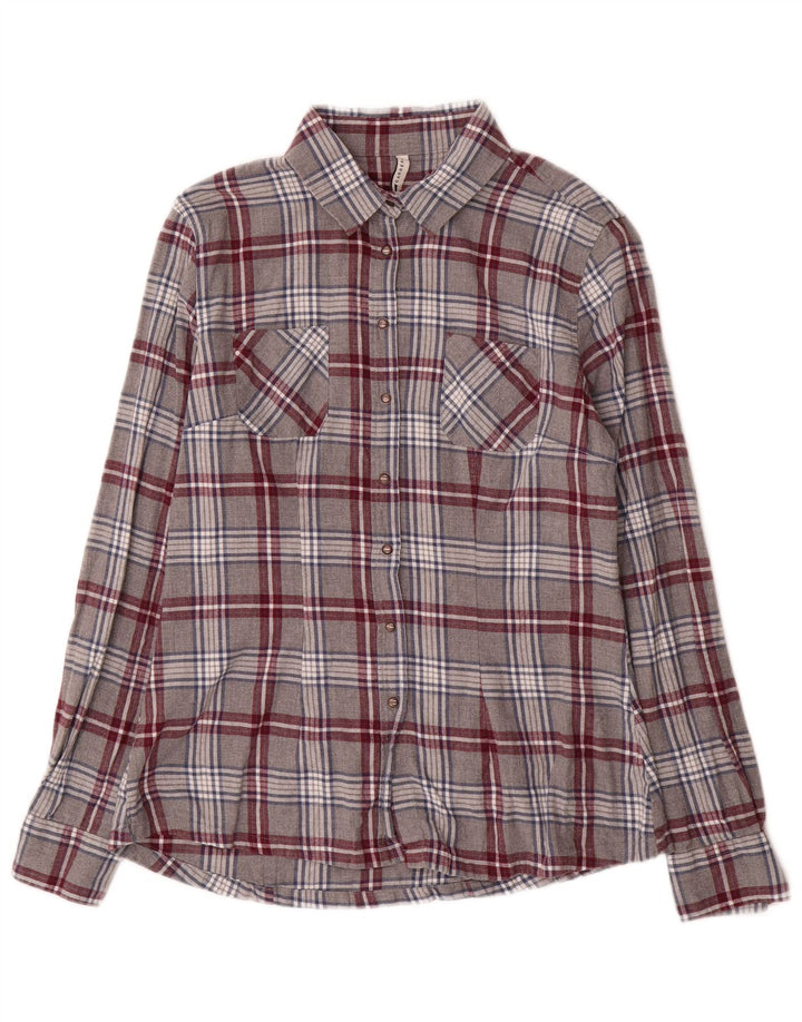 Carrera Womens Flannel Shirt UK 12 Medium Grey Check