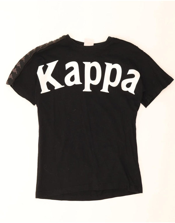 Kappa Womens Graphic T-Shirt Top UK 10 Small Black Cotton