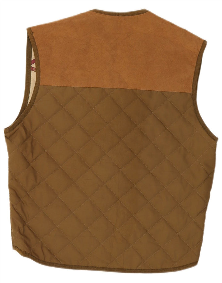 Casucci Mens Quilted Gilet UK 36 Small Khaki Polyester