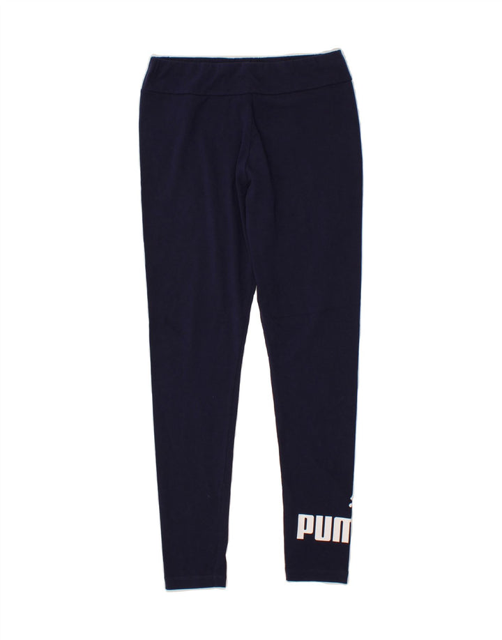 PUMA Womens Graphic Leggings UK 14 Medium Navy Blue Vintage Puma and Second-Hand Puma from Messina Hembry 