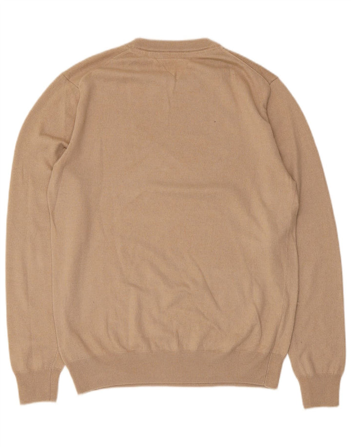 Guess Mens Crew Neck Jumper Sweater Medium Beige Polyamide