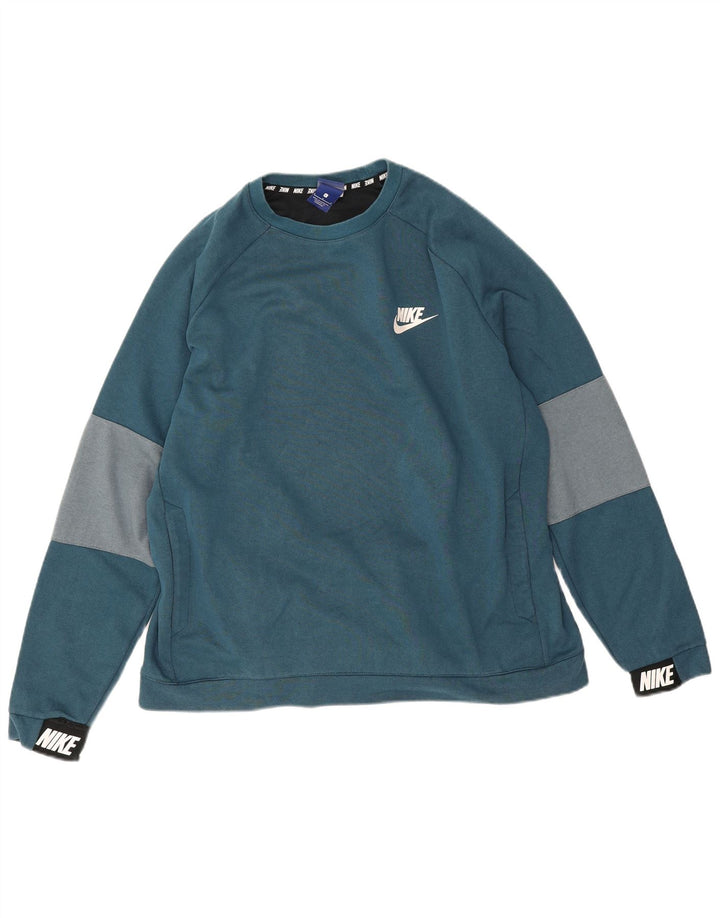 Nike Mens Sweatshirt Jumper Large Blue Colourblock