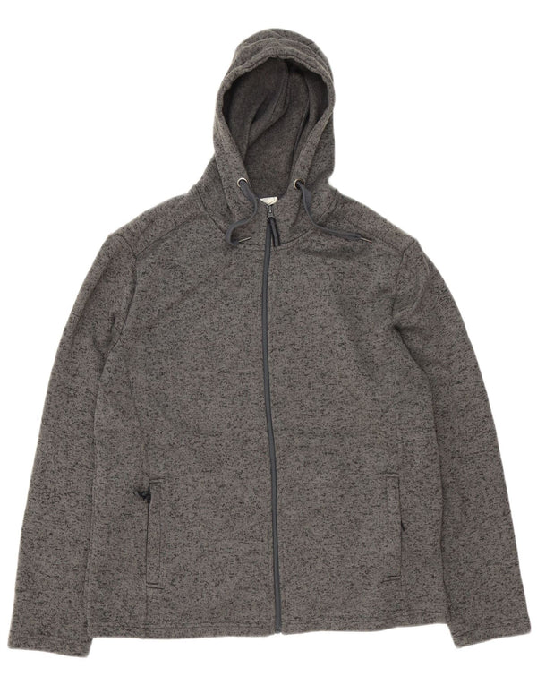 Mountain Warehouse Mens Zip Hoodie Sweater XL Grey Flecked Polyester