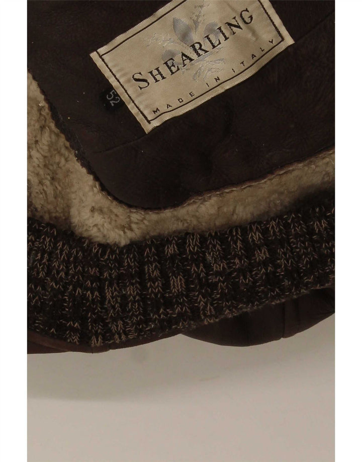 Vintage Mens Shearling Jacket IT 52 XL Brown Flecked