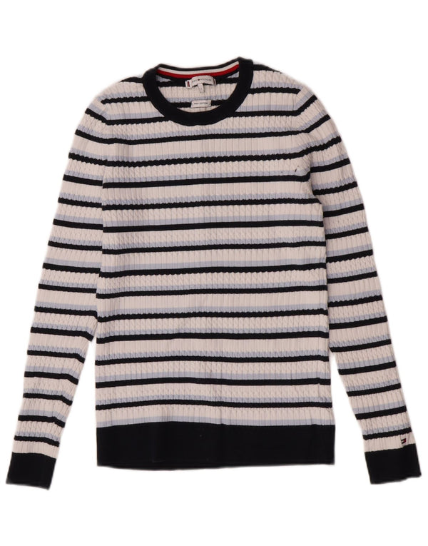 Tommy Hilfiger Boys Crew Neck Jumper Sweater 10-11 Years Large White Cotton