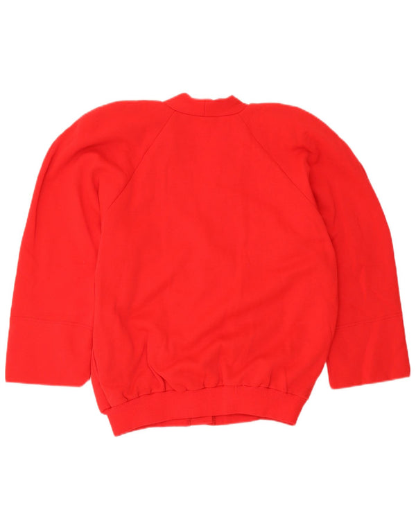 Vintage Womens Oversized Cardigan Sweater UK 10 Small Red Cotton