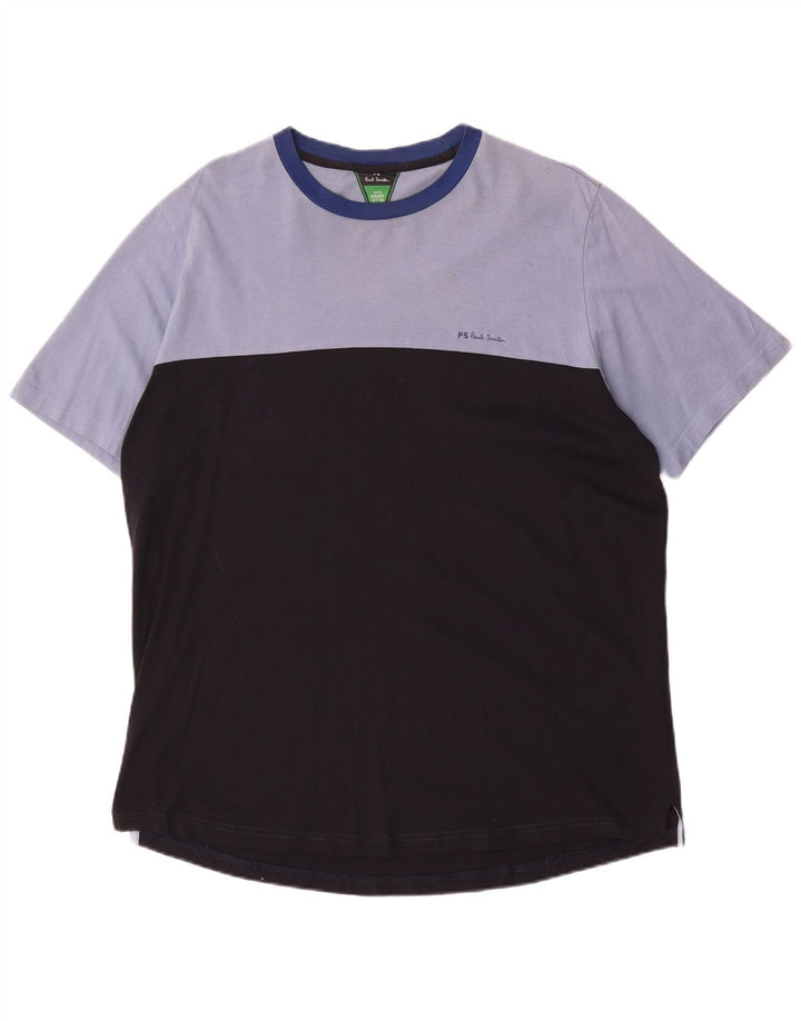 Paul Smith Mens T-Shirt Top 2XL Black Colourblock Cotton