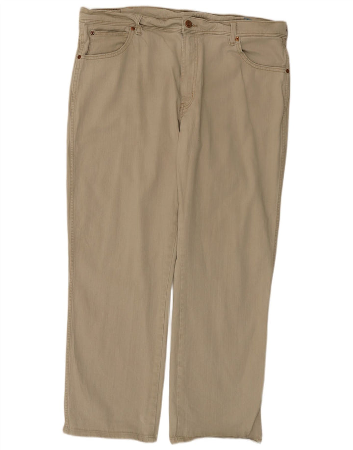 Wrangler Mens Regular Fit Straight Jeans W40 L32 Beige Cotton