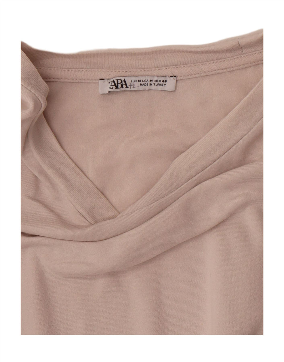 ZARA Womens T-Shirt Top UK 14 Medium Beige Vintage Zara and Second-Hand Zara from Messina Hembry 