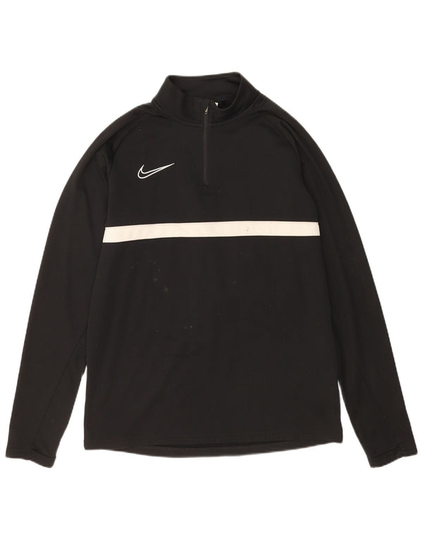 Nike Mens Dri Fit Zip Neck Pullover Tracksuit Top Medium Black Colourblock