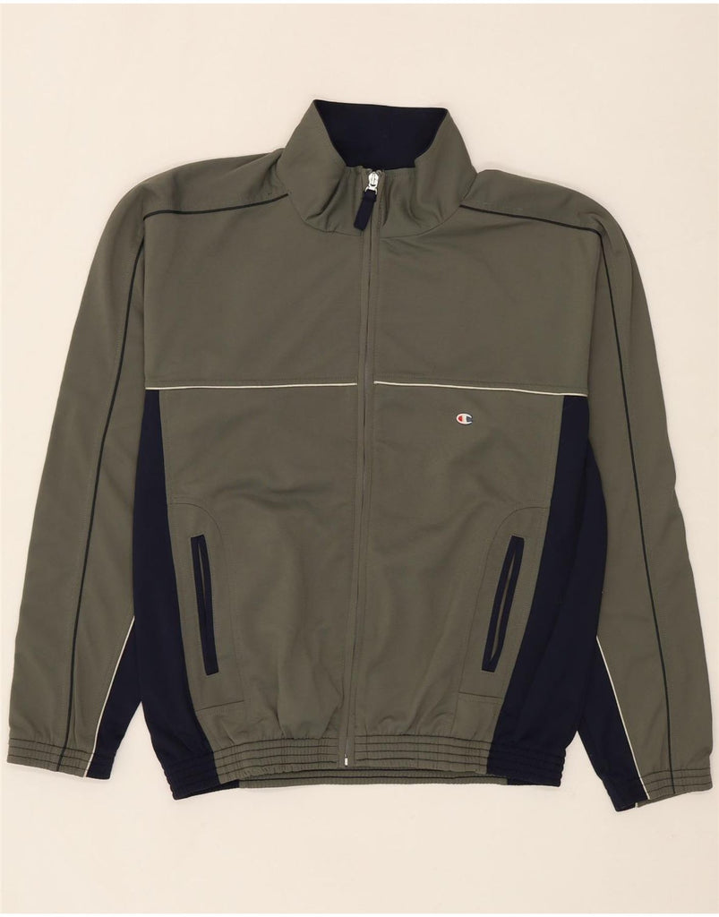 CHAMPION Mens Tracksuit Top Jacket Large Grey Colourblock Polyester Vintage Champion and Second-Hand Champion from Messina Hembry 